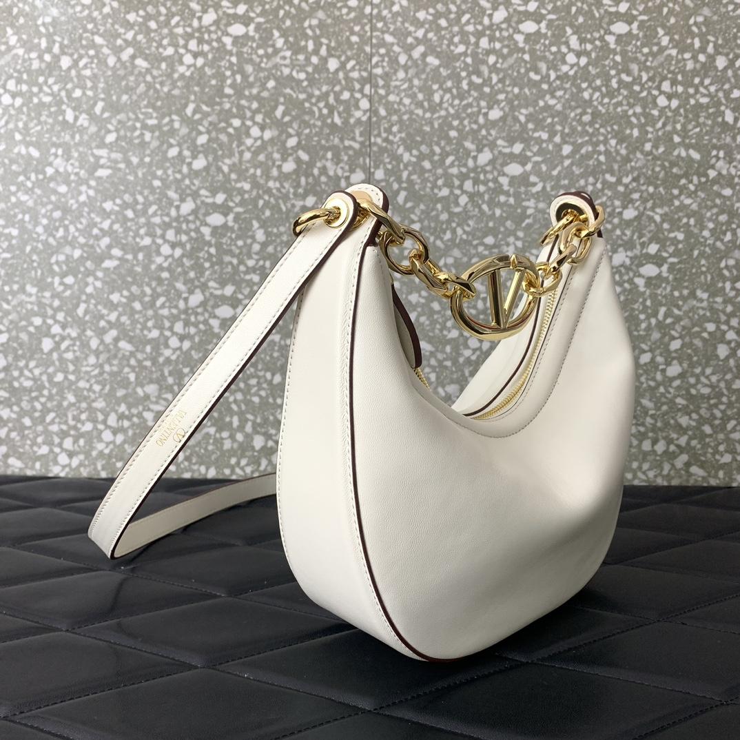 Valenti VLogo Moon Mini Hobo Bag In Nappa Leather With Chain - 