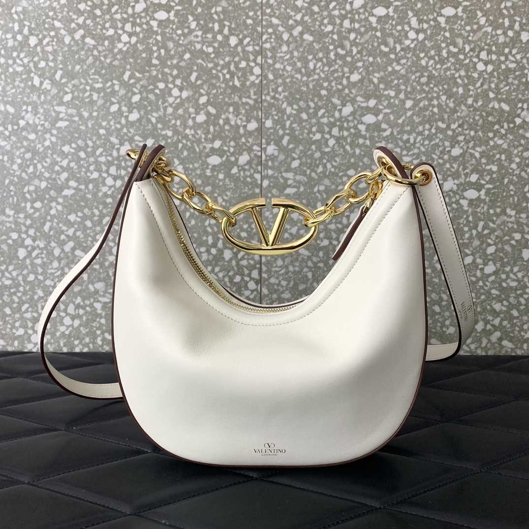 Valenti VLogo Moon Mini Hobo Bag In Nappa Leather With Chain - 