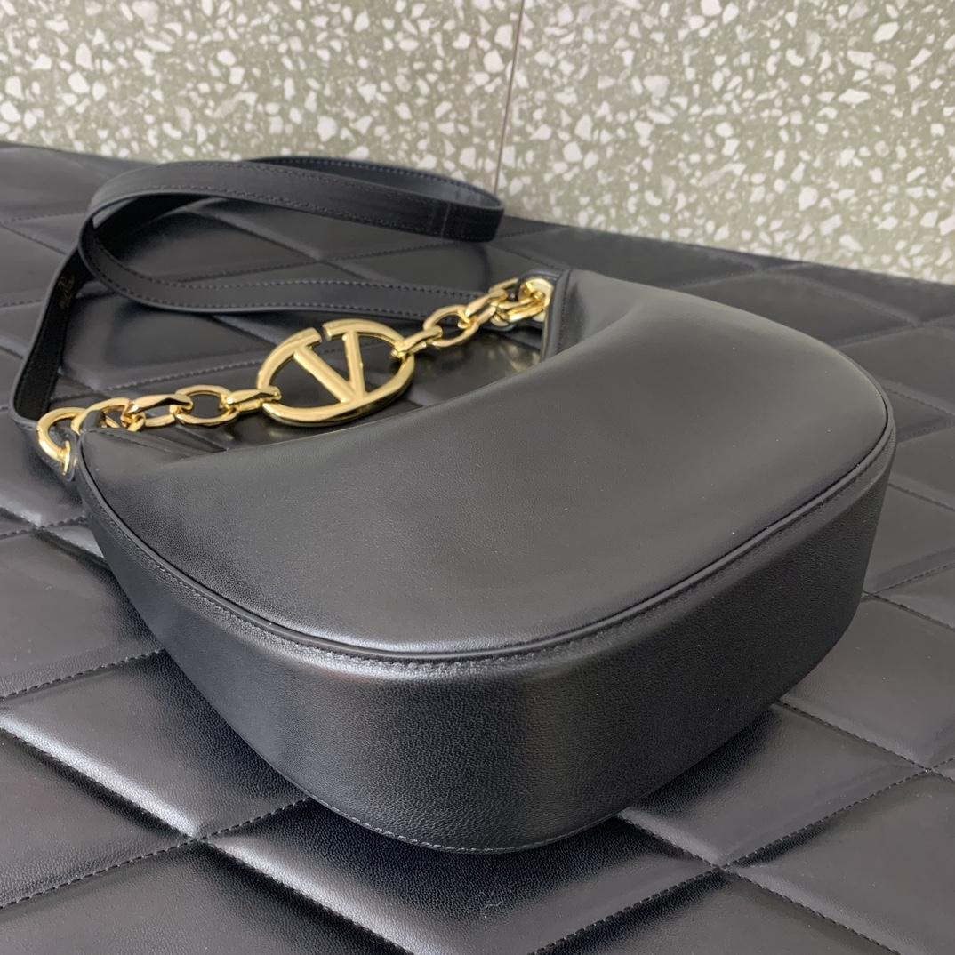 Valenti VLogo Moon Mini Hobo Bag In Nappa Leather With Chain - 