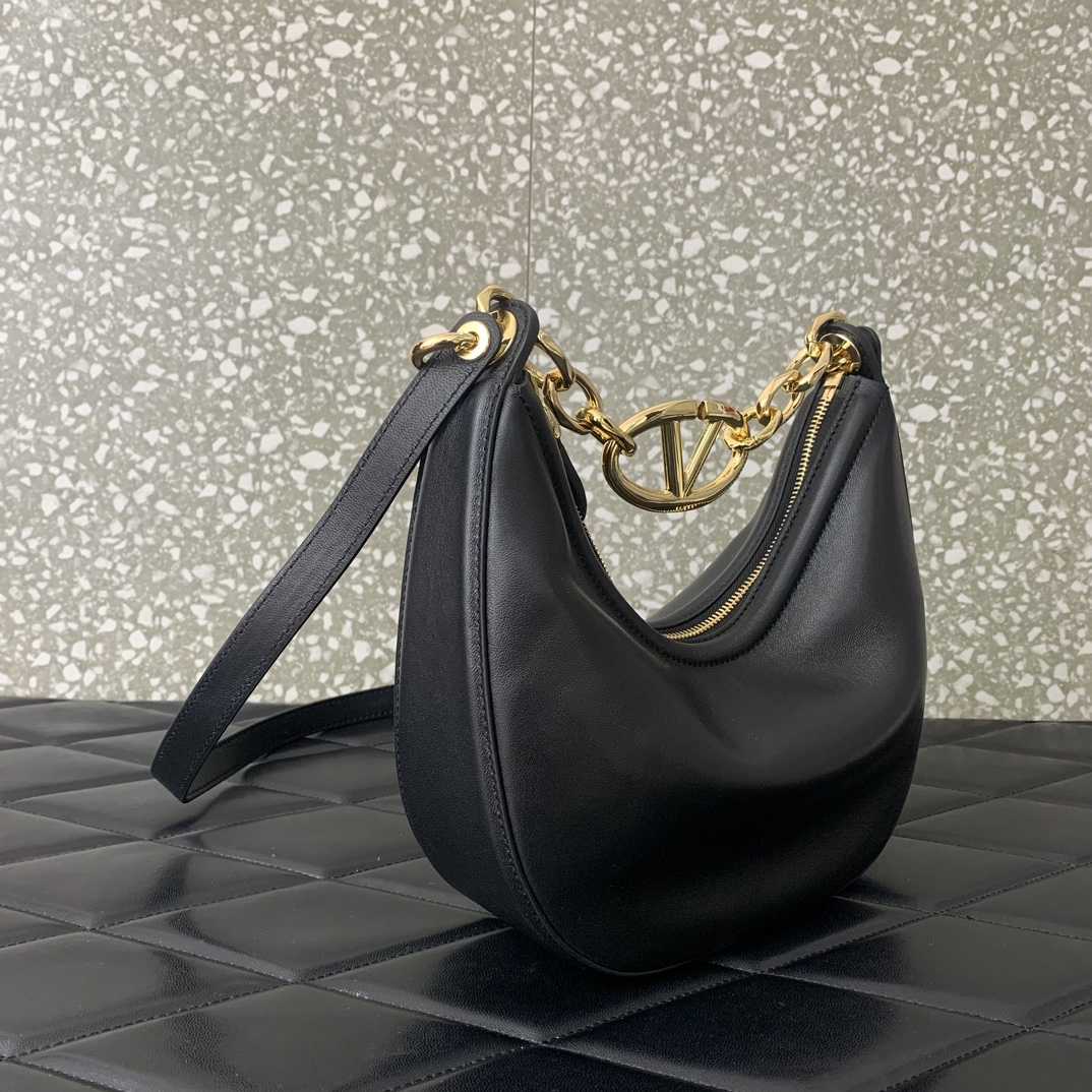 Valenti VLogo Moon Mini Hobo Bag In Nappa Leather With Chain - 