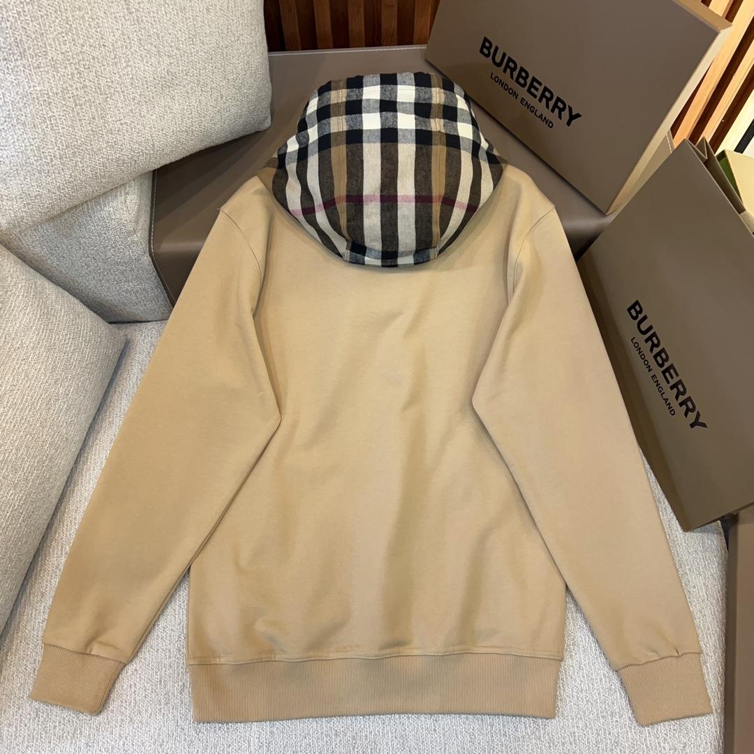Burberry Check Trim Cotton Blend Hoodie - 