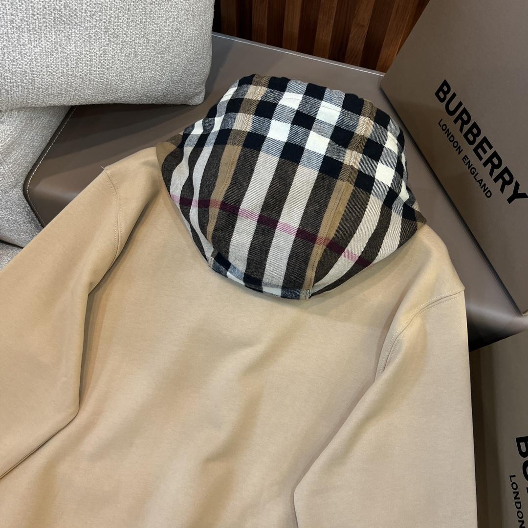 Burberry Check Trim Cotton Blend Hoodie - 