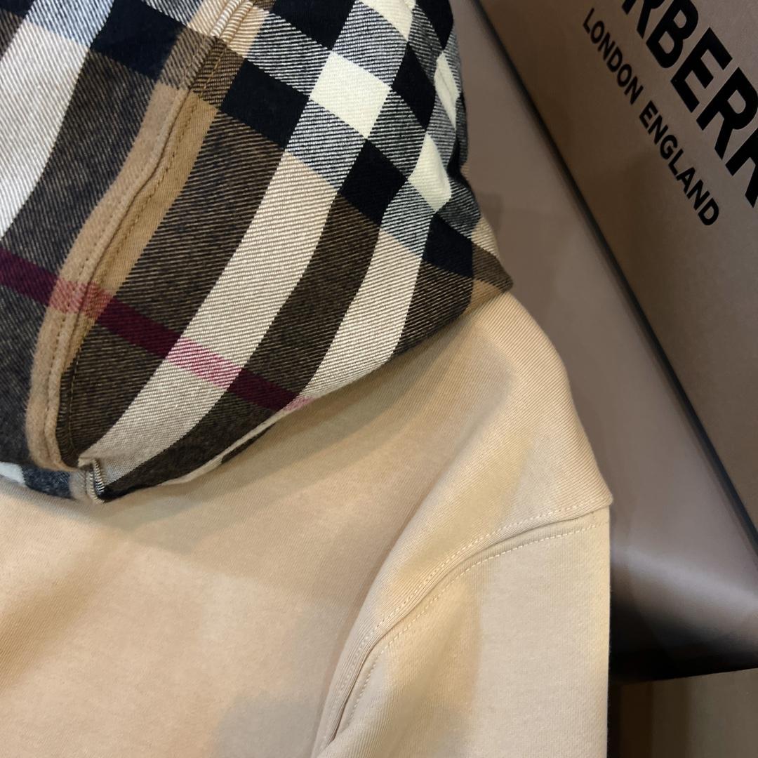Burberry Check Trim Cotton Blend Hoodie - 