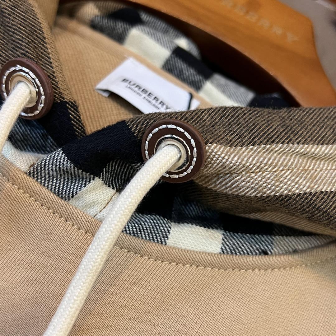 Burberry Check Trim Cotton Blend Hoodie - 