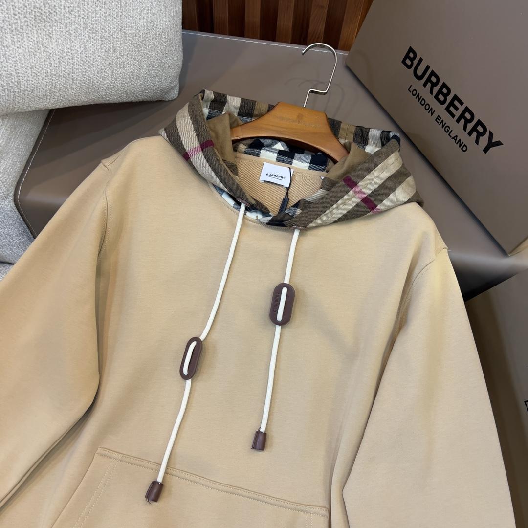 Burberry Check Trim Cotton Blend Hoodie - 