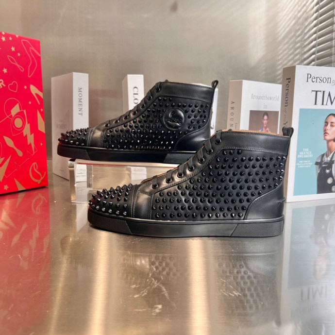 Christian Louboutin High Top Sneaker In Black - DesignerGu