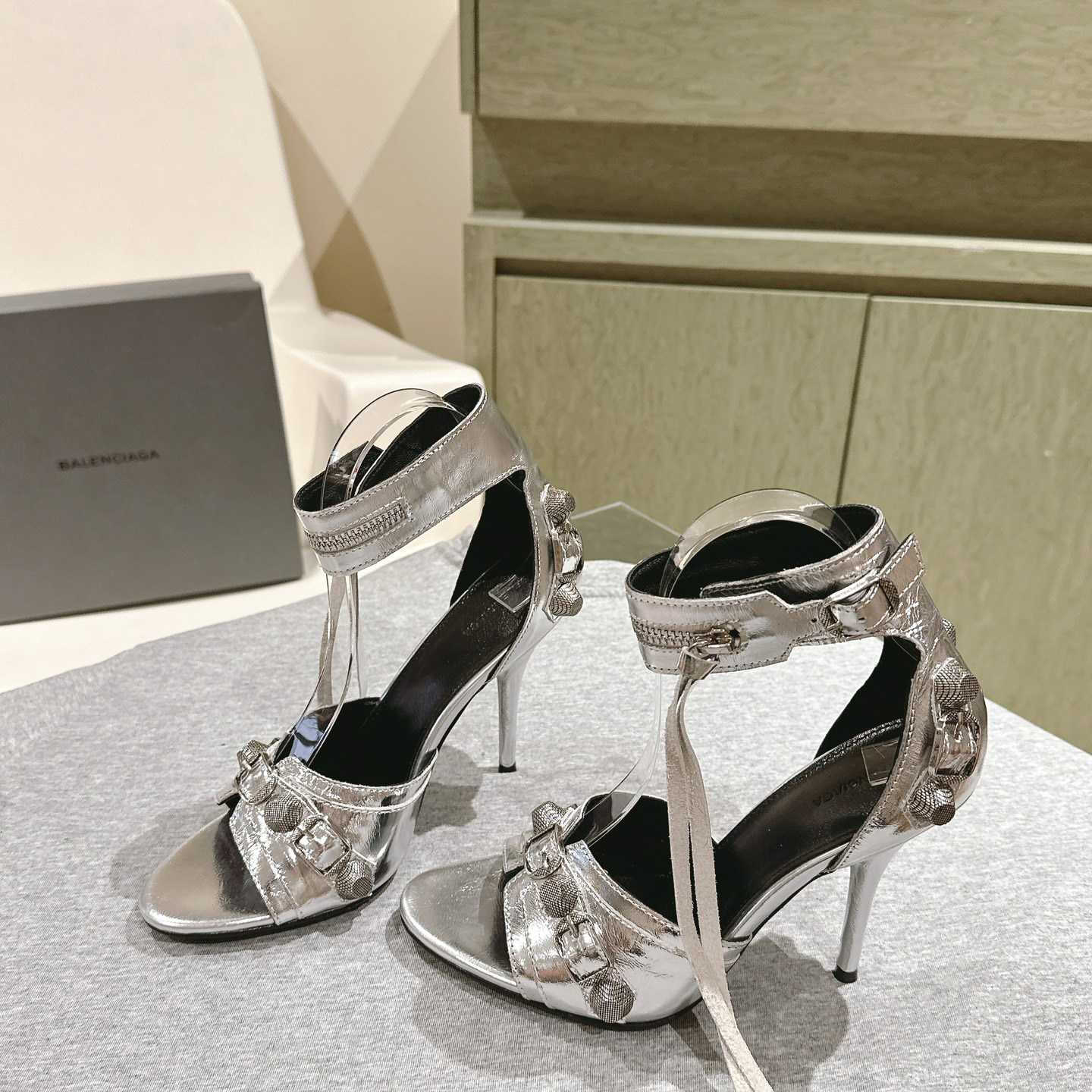 Balenciaga Cagole 110mm Metallic-finish Sandals - 