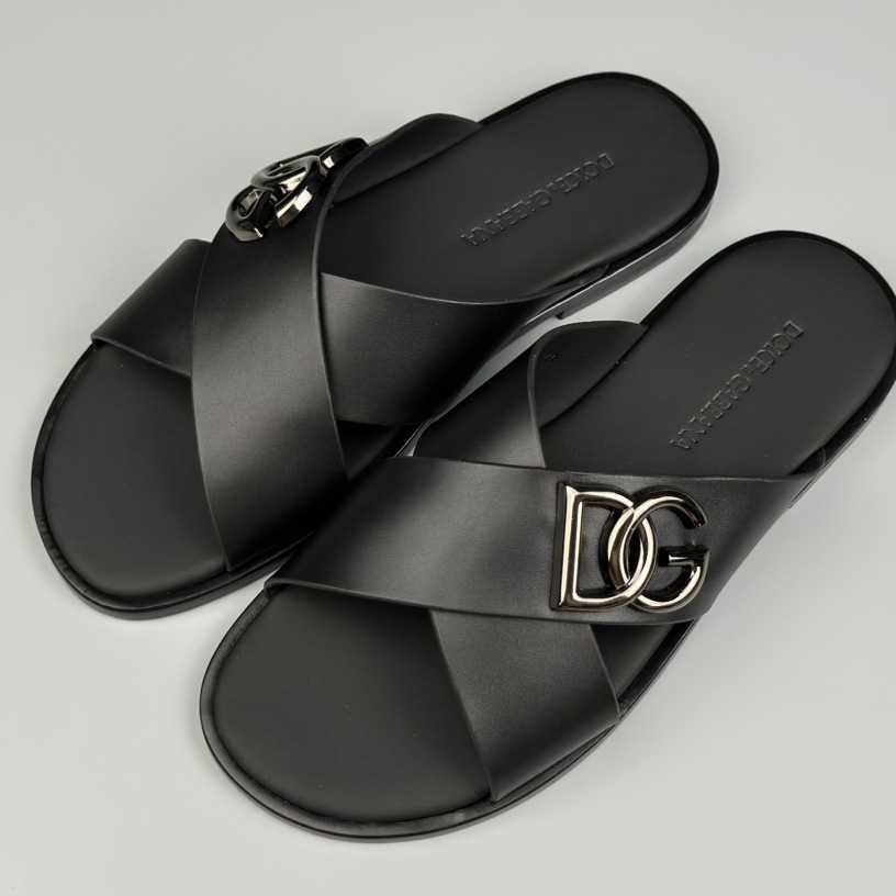 Dolce & Gabbana Logo-plaque Cross-over Leather Sandals - 