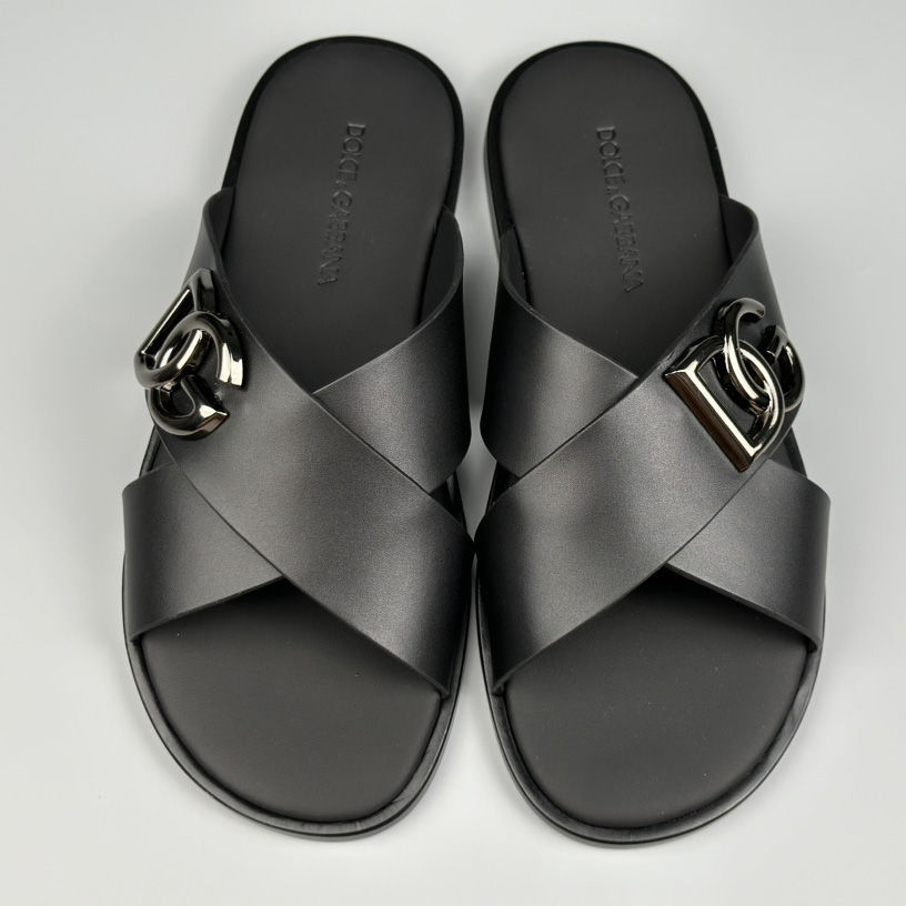 Dolce & Gabbana Logo-plaque Cross-over Leather Sandals - 