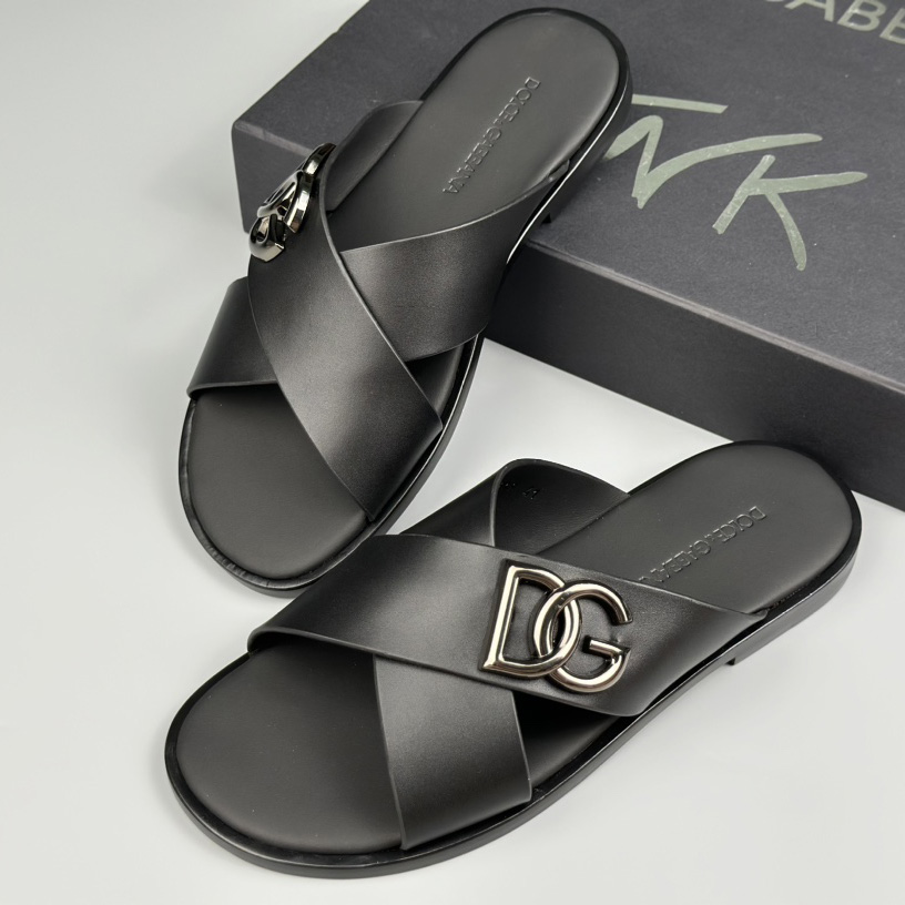 Dolce & Gabbana Logo-plaque Cross-over Leather Sandals - 