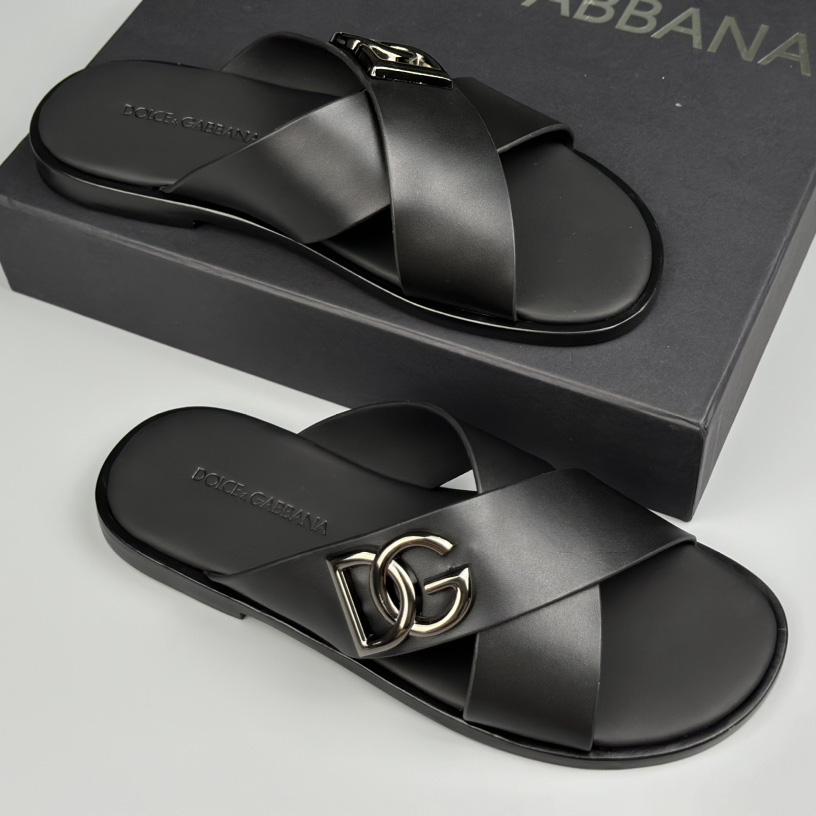 Dolce & Gabbana Logo-plaque Cross-over Leather Sandals - 