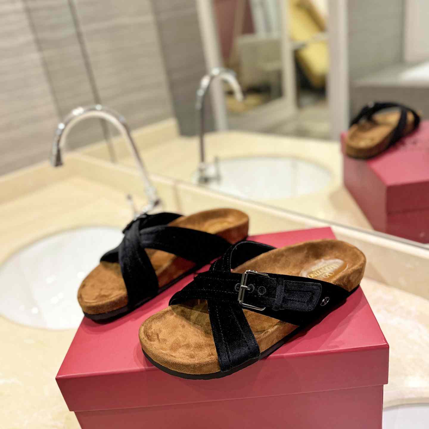 Valenti Fussfriend Velvet Slide Sandal  - 