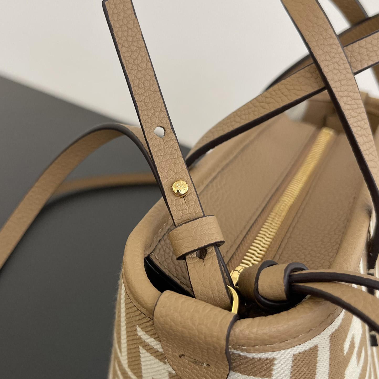 Fendi Mini Roll FF Beige Jacquard Mini Bag - 