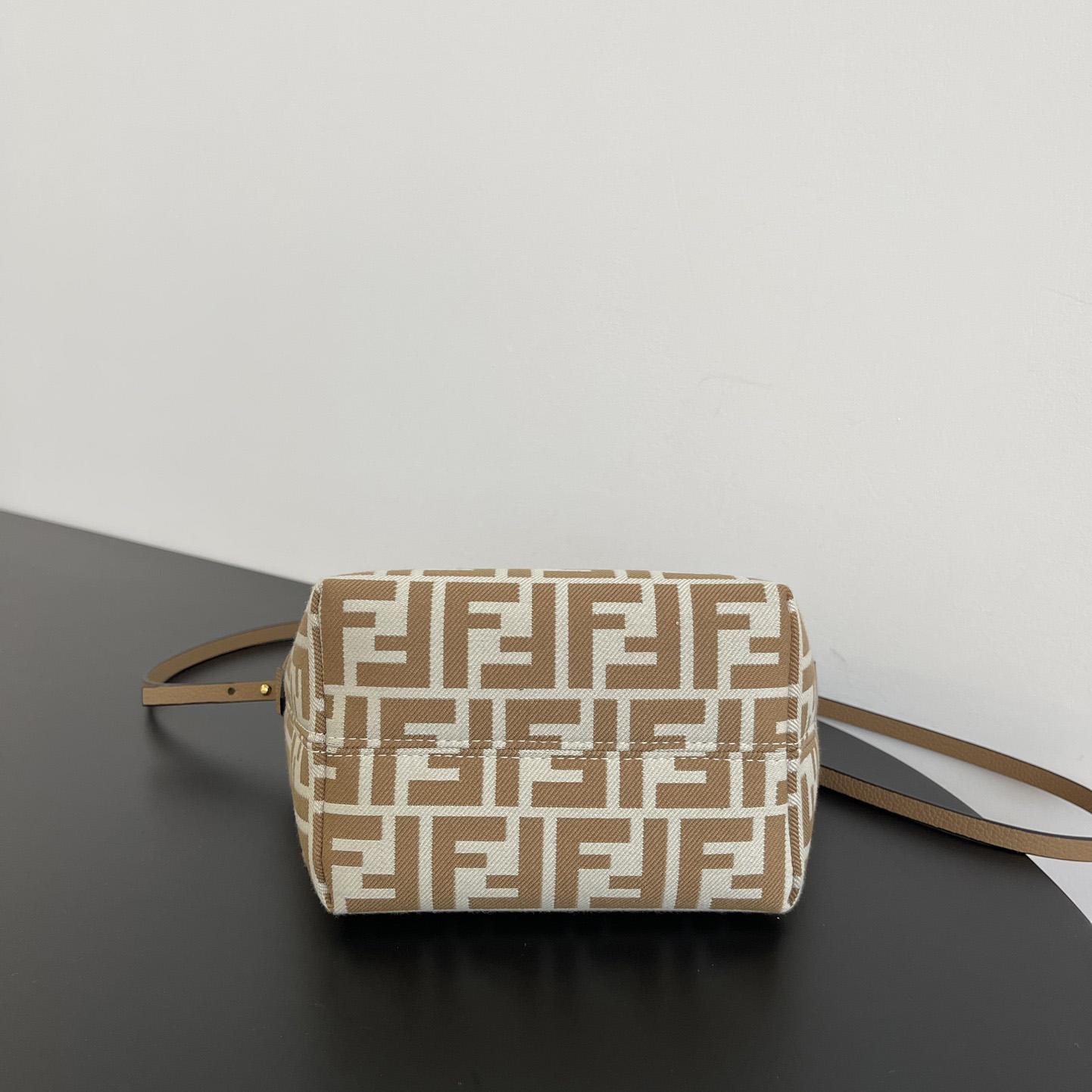 Fendi Mini Roll FF Beige Jacquard Mini Bag - 