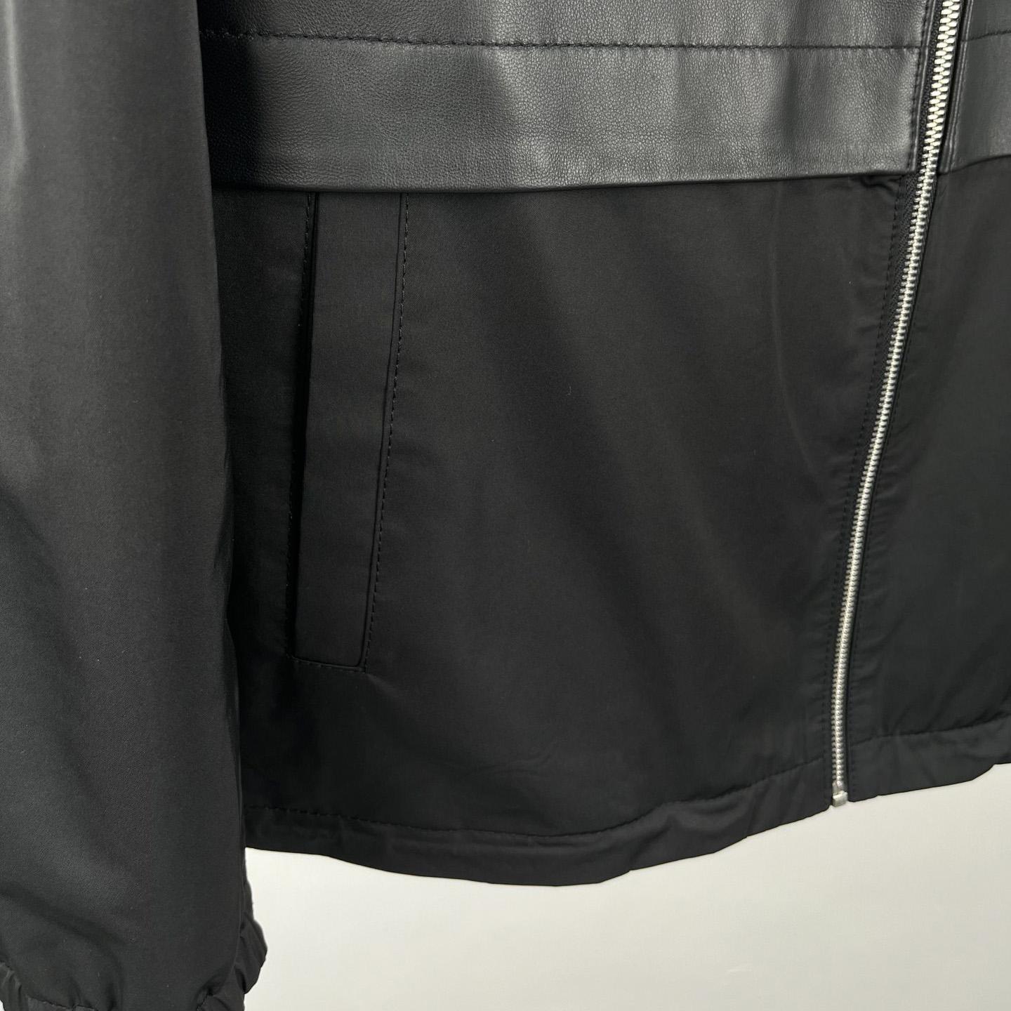 Prada Silk And Leather Blouson Jacket - 