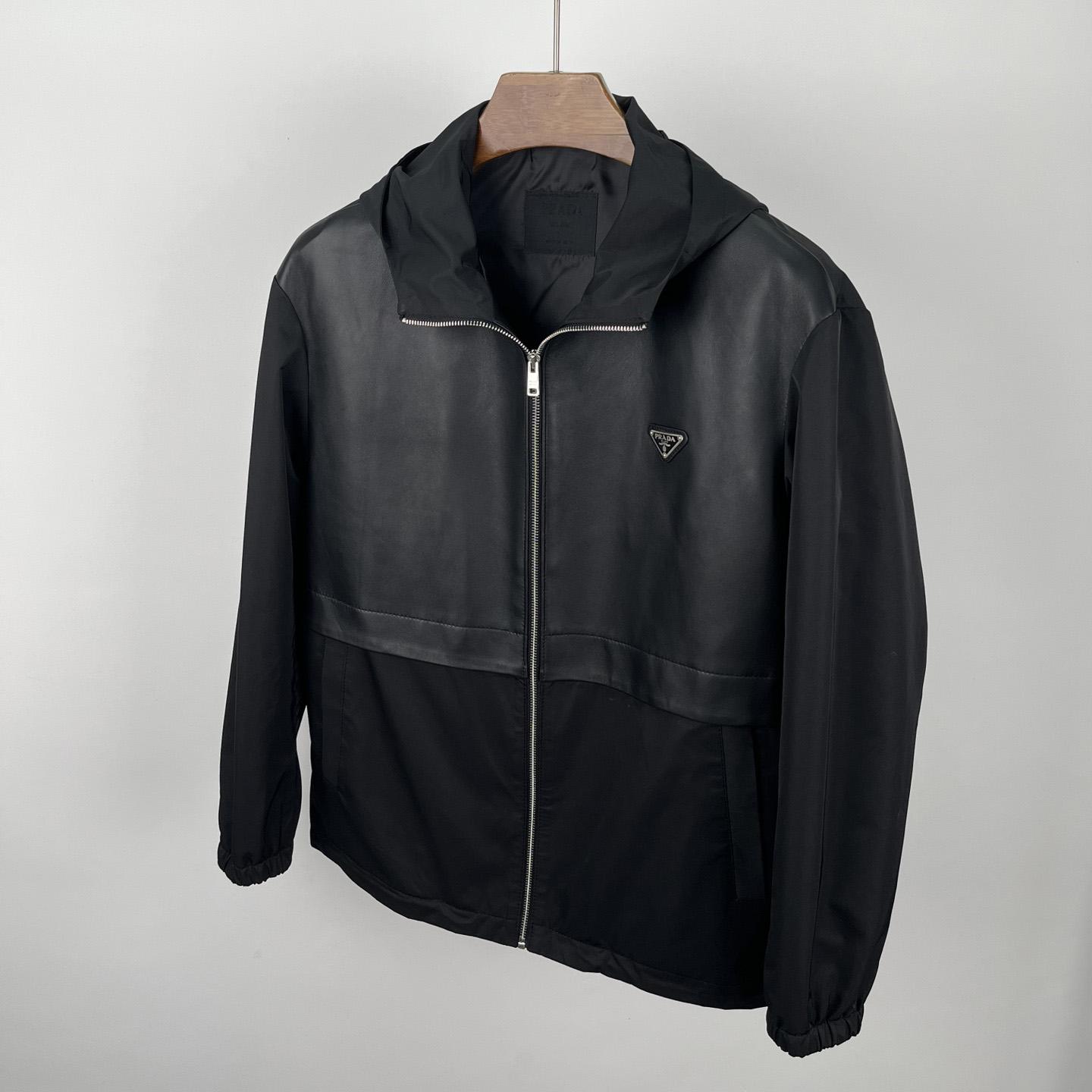 Prada Silk And Leather Blouson Jacket - 