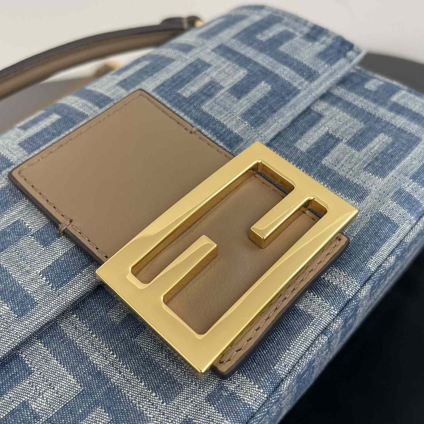 Fendi Baguette Mini Light Blue FF Denim Fabric Bag - 