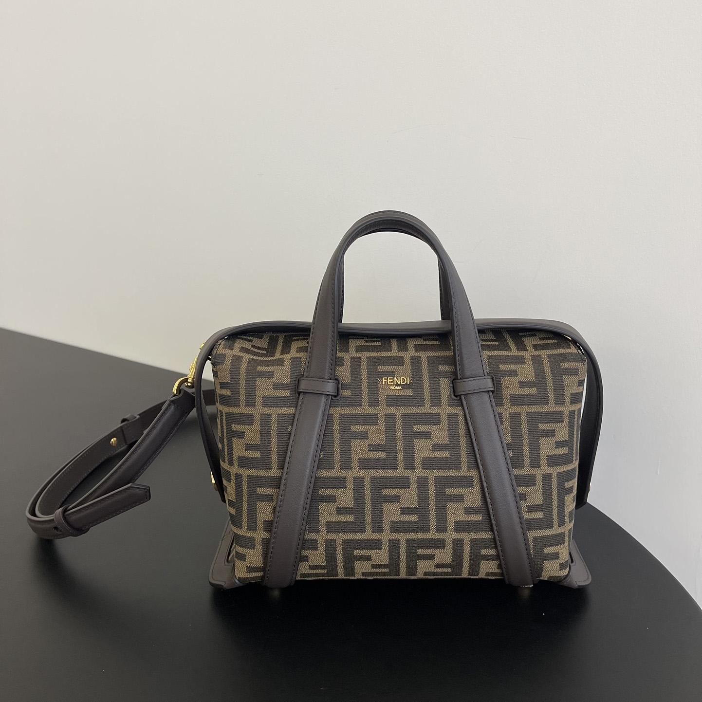Fendi Boston 365 Brown FF jacquard fabric bag - DesignerGu
