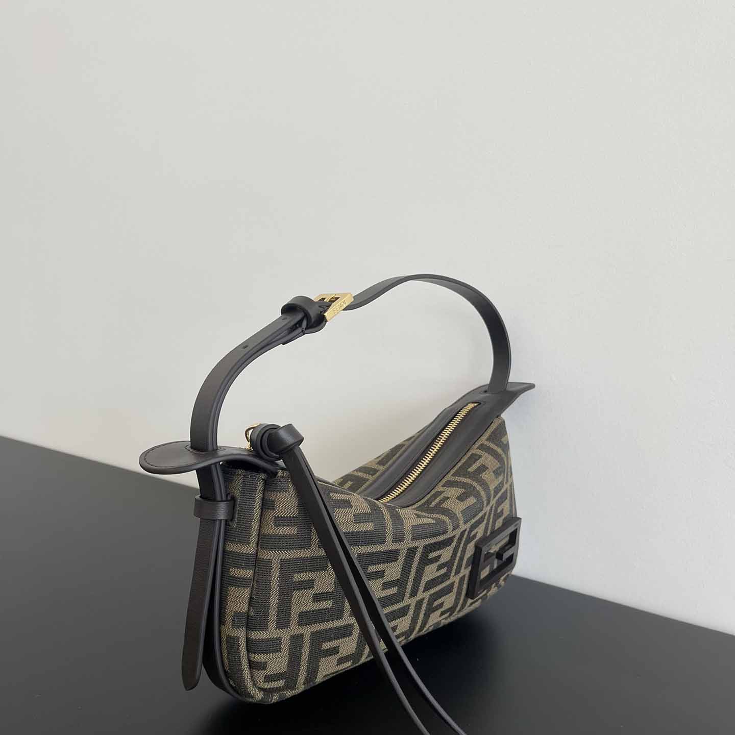 Fendi Simply Fendi Mini Brown FF Jacquard Fabric Mini Bag - 