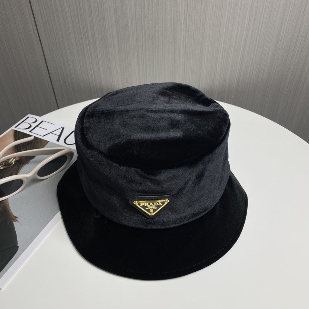 Prada Velvet Bucket Hat - 
