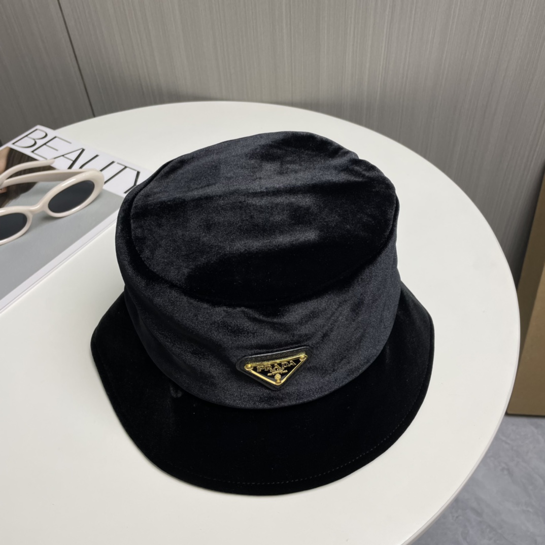 Prada Velvet Bucket Hat - 