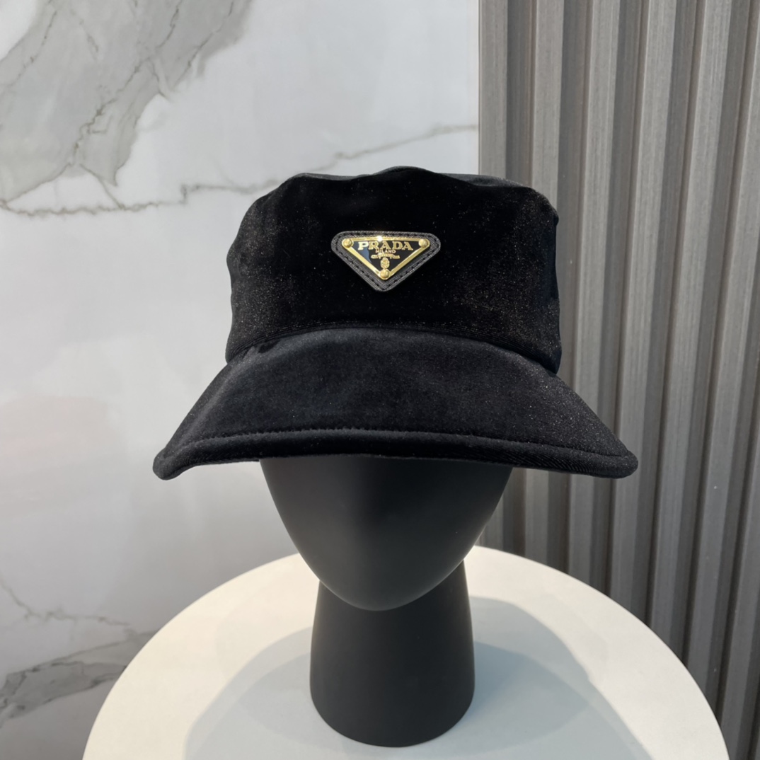 Prada Velvet Bucket Hat - 