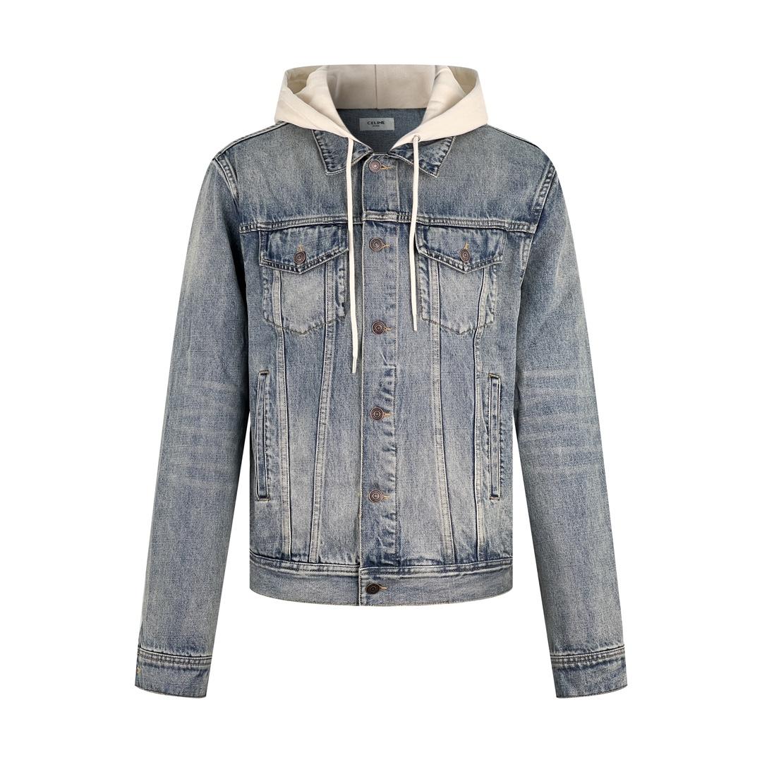 Celine Trucker Jacket In Union Wash Denim - DesignerGu