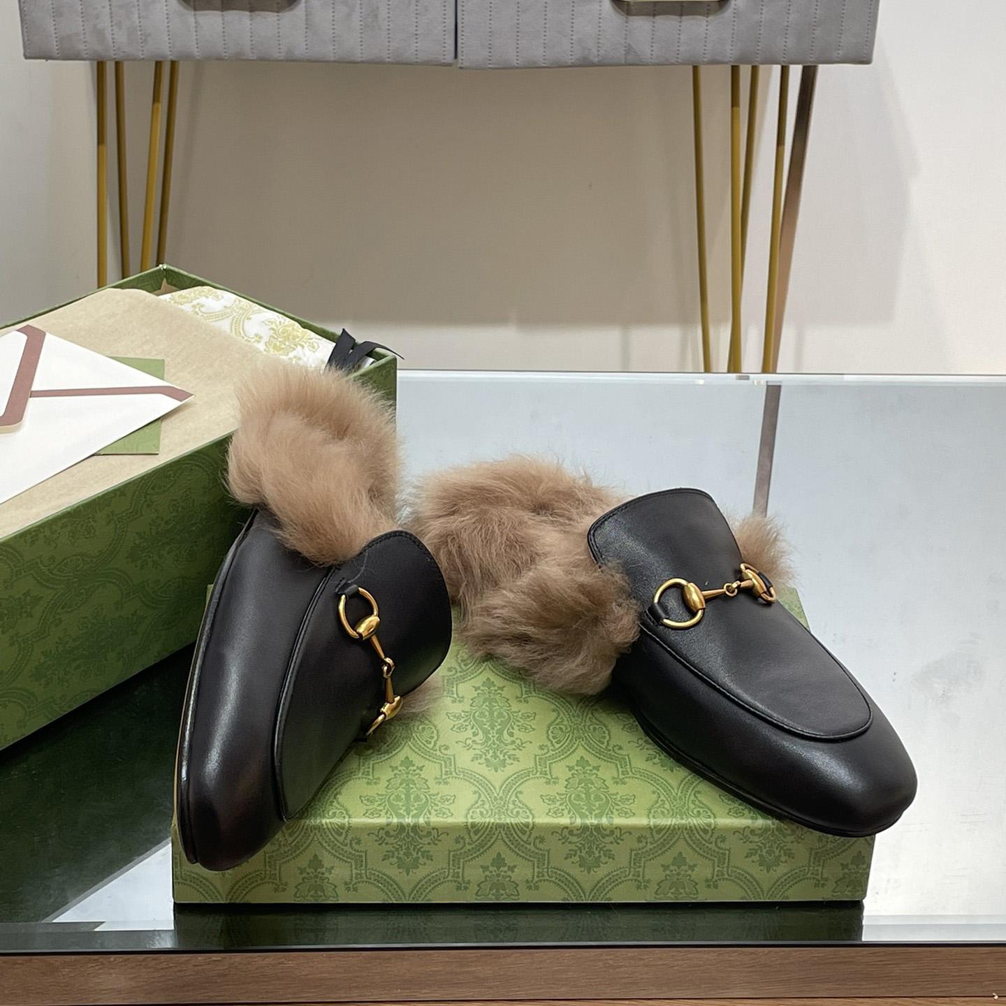 Gucci Fur Horsebit Mules - 