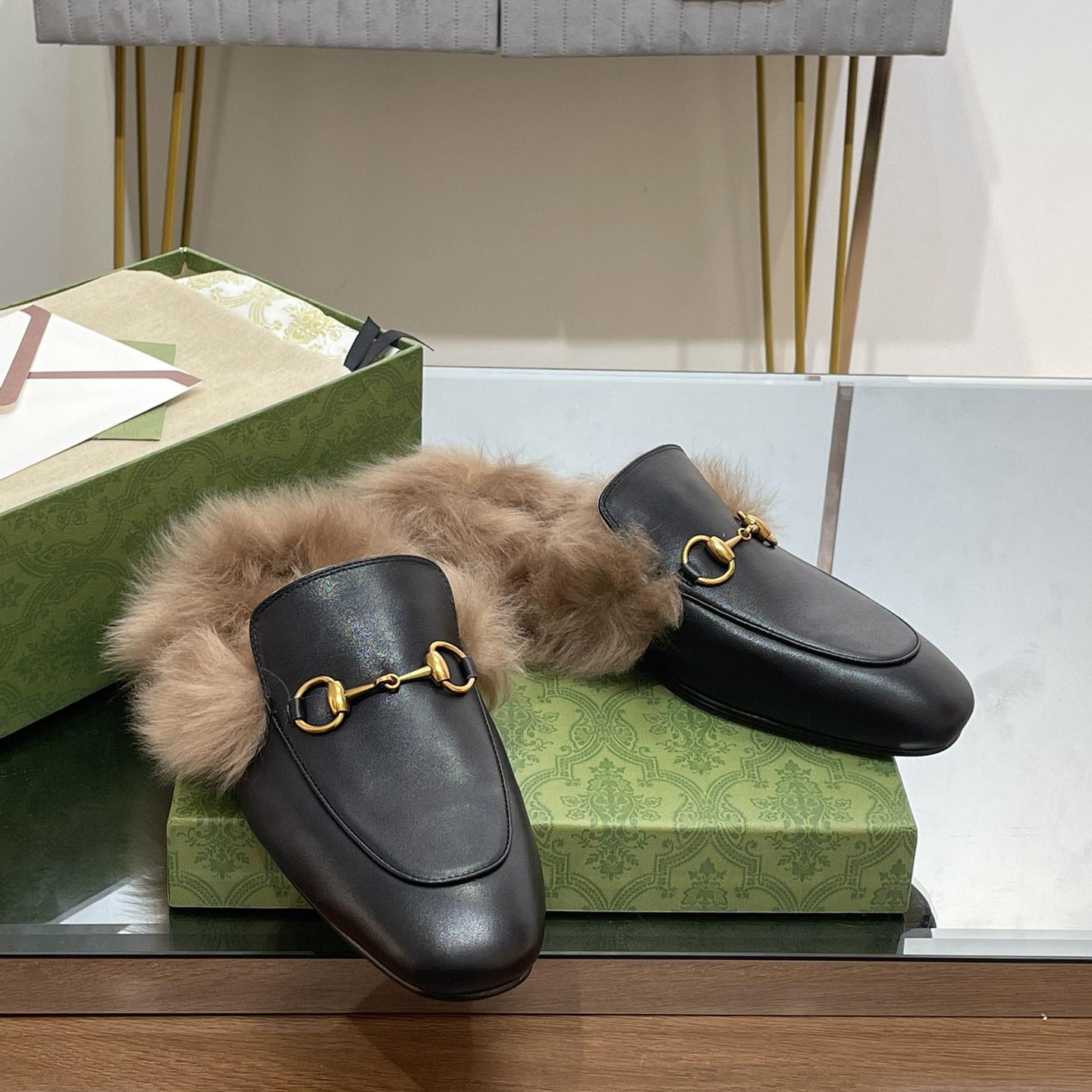 Gucci Fur Horsebit Mules - 