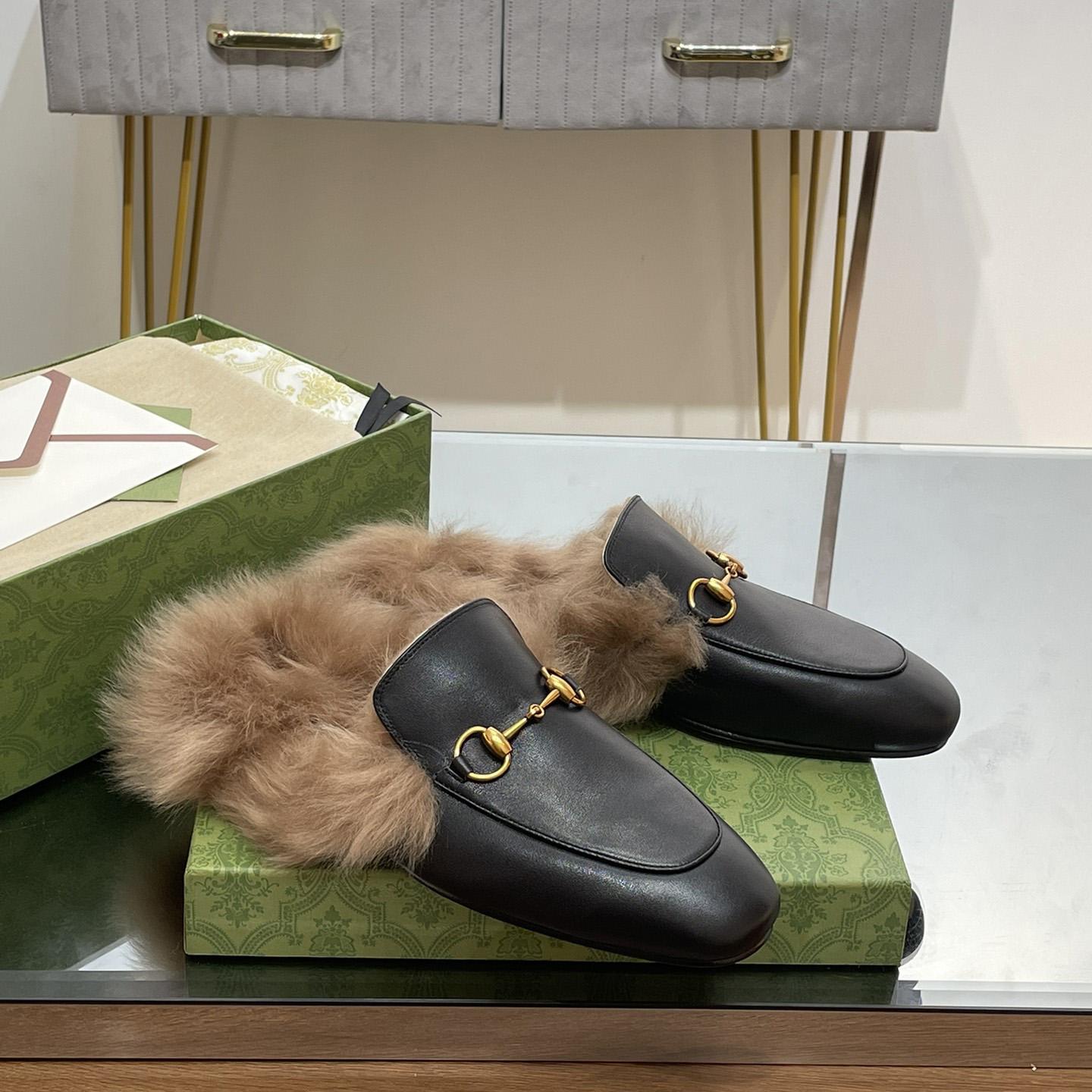 Gucci Fur Horsebit Mules - 