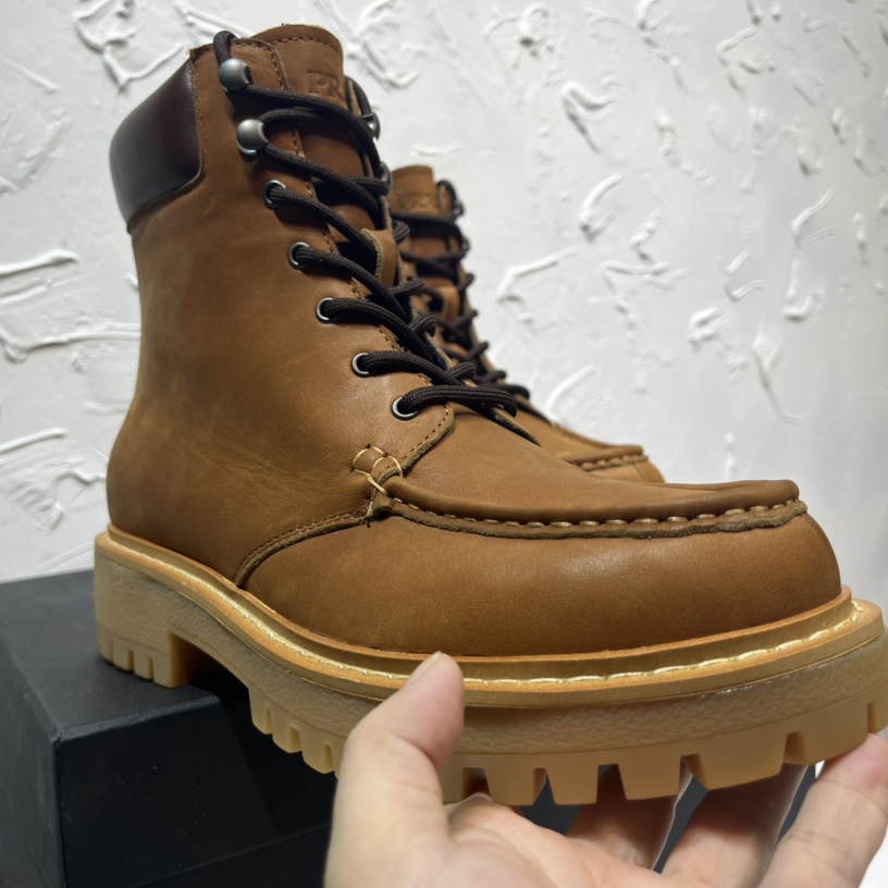 Prada Lug-sole Leather Boots - 