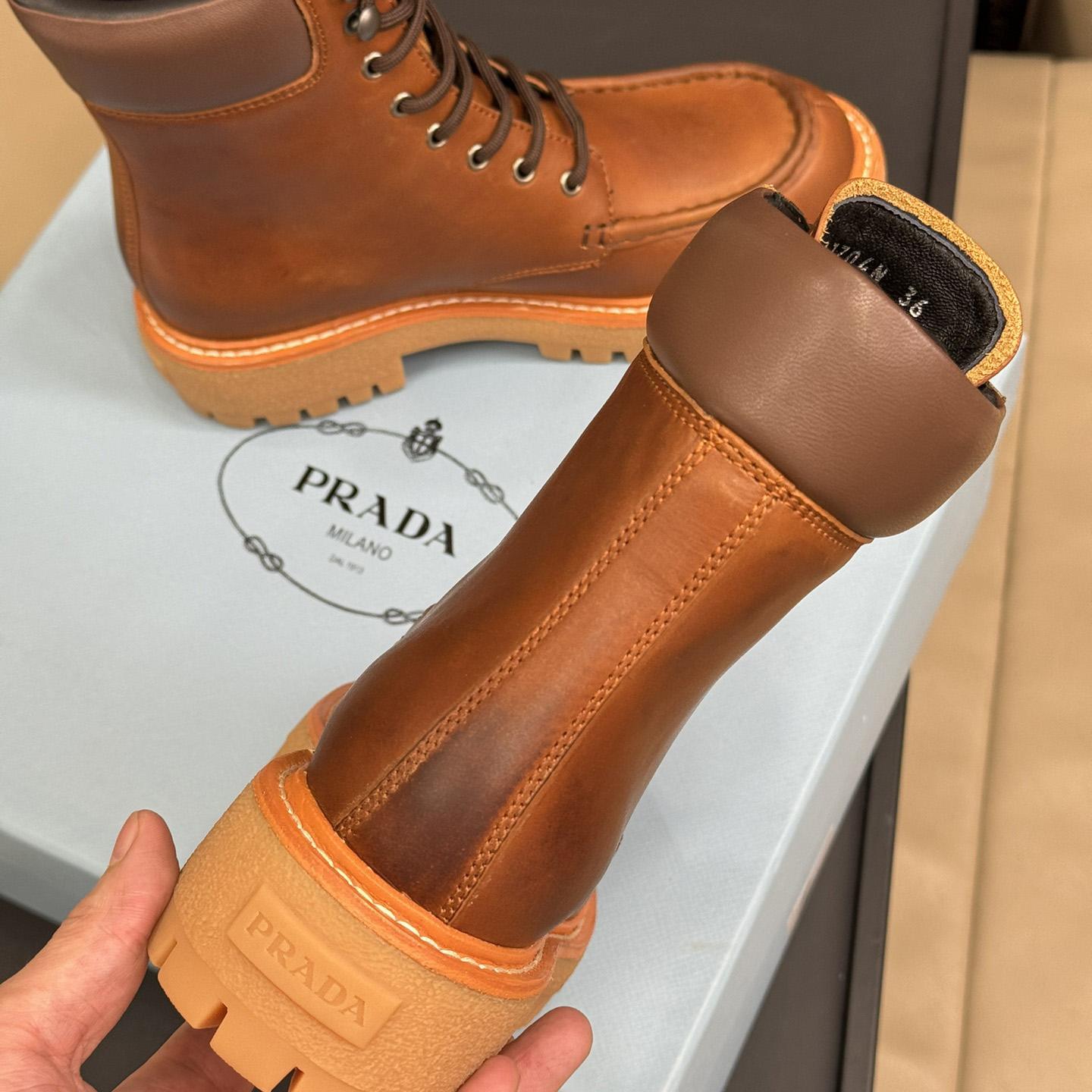 Prada Lug-sole Leather Boots - 