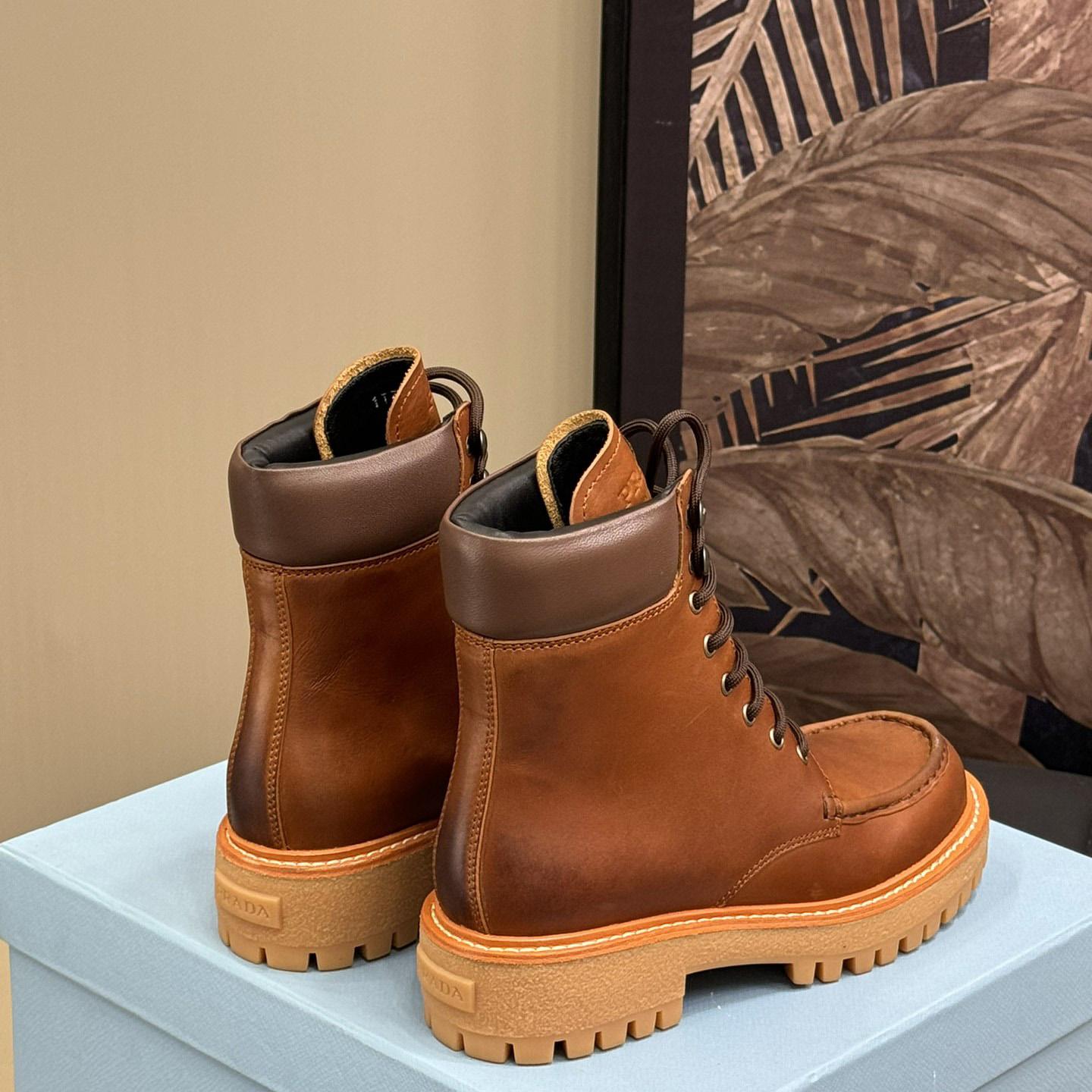 Prada Lug-sole Leather Boots - 