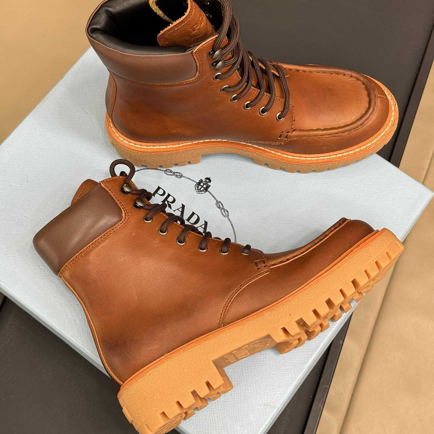 Prada Lug-sole Leather Boots - 
