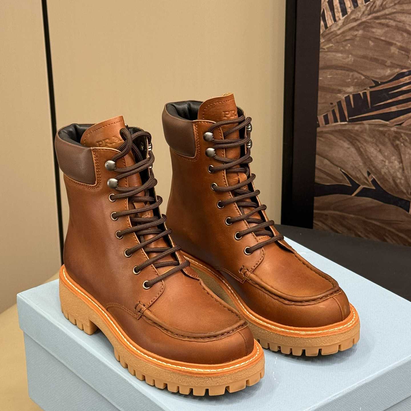 Prada Lug-sole Leather Boots - 