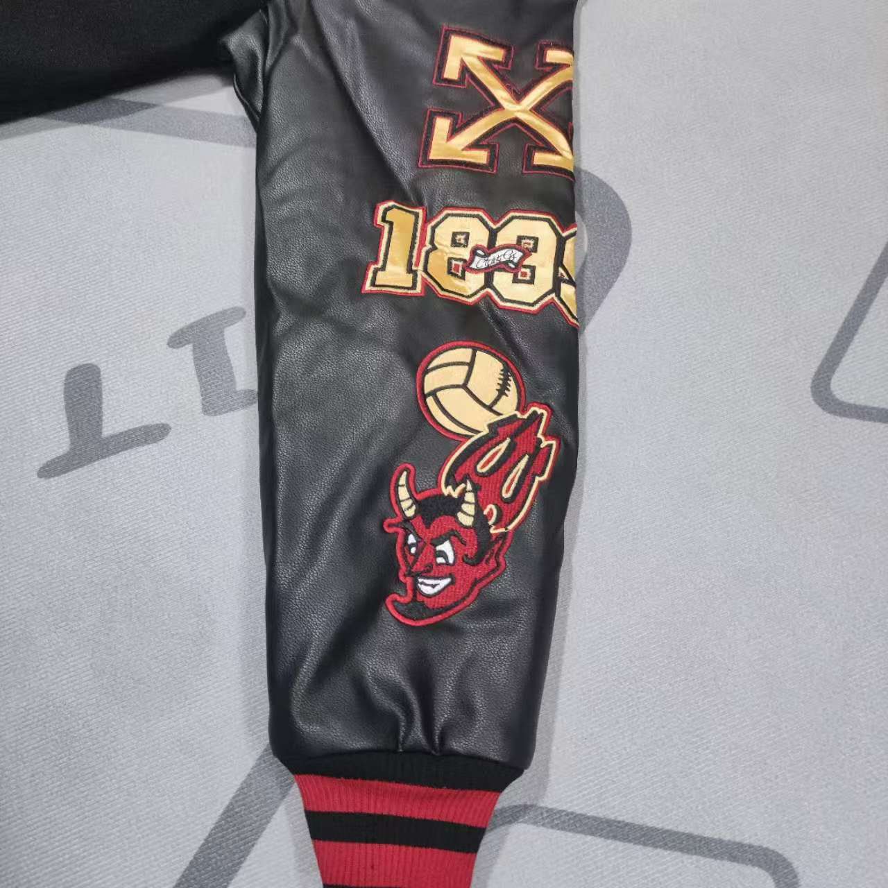 Off-White x Ac Milan 125th Anniversary Embroidered Varsity Jacket - 