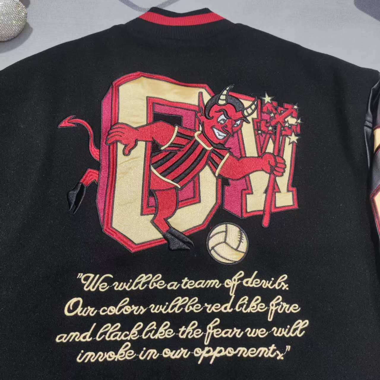 Off-White x Ac Milan 125th Anniversary Embroidered Varsity Jacket - 