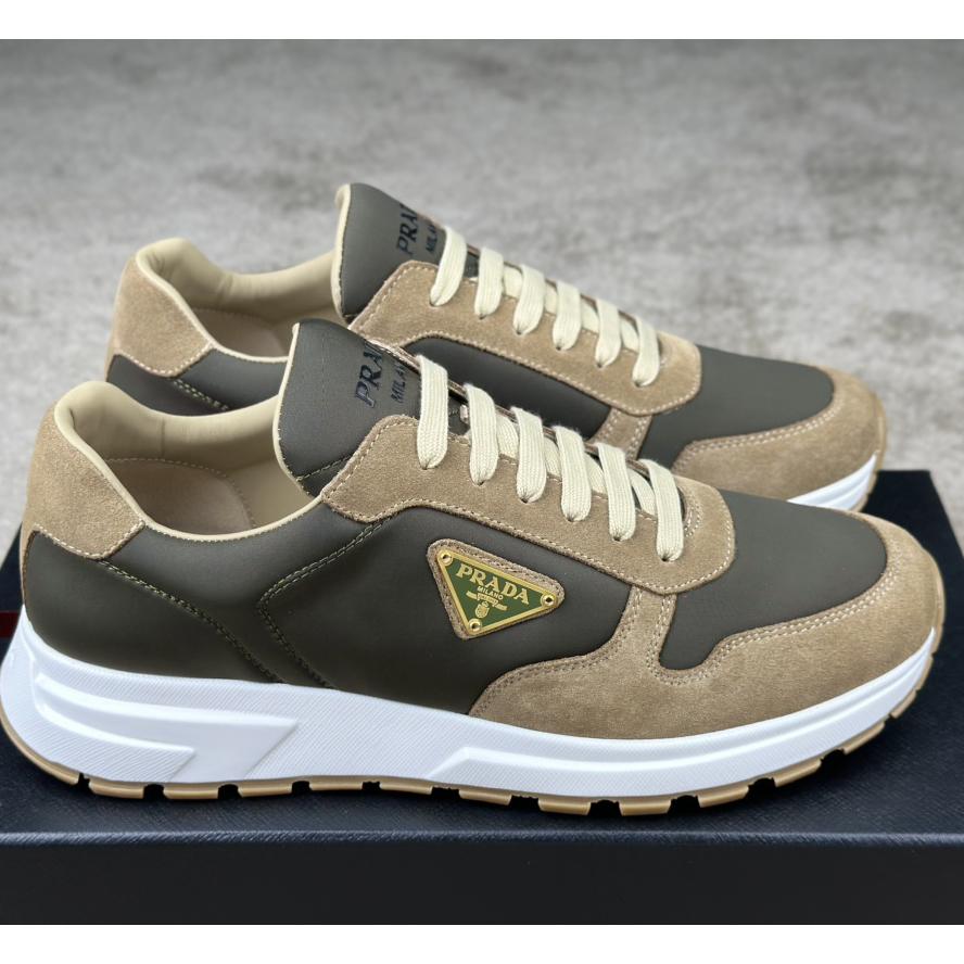 Prada Leather And Re-Nylon Sneakers - DesignerGu