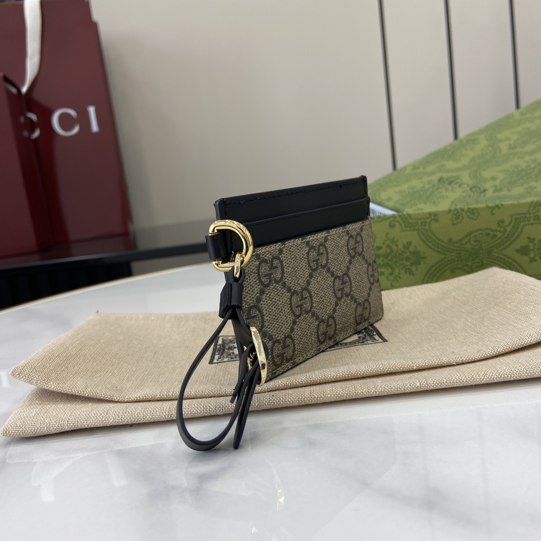 Gucci GG Emblem Card Case With Strap - DesignerGu