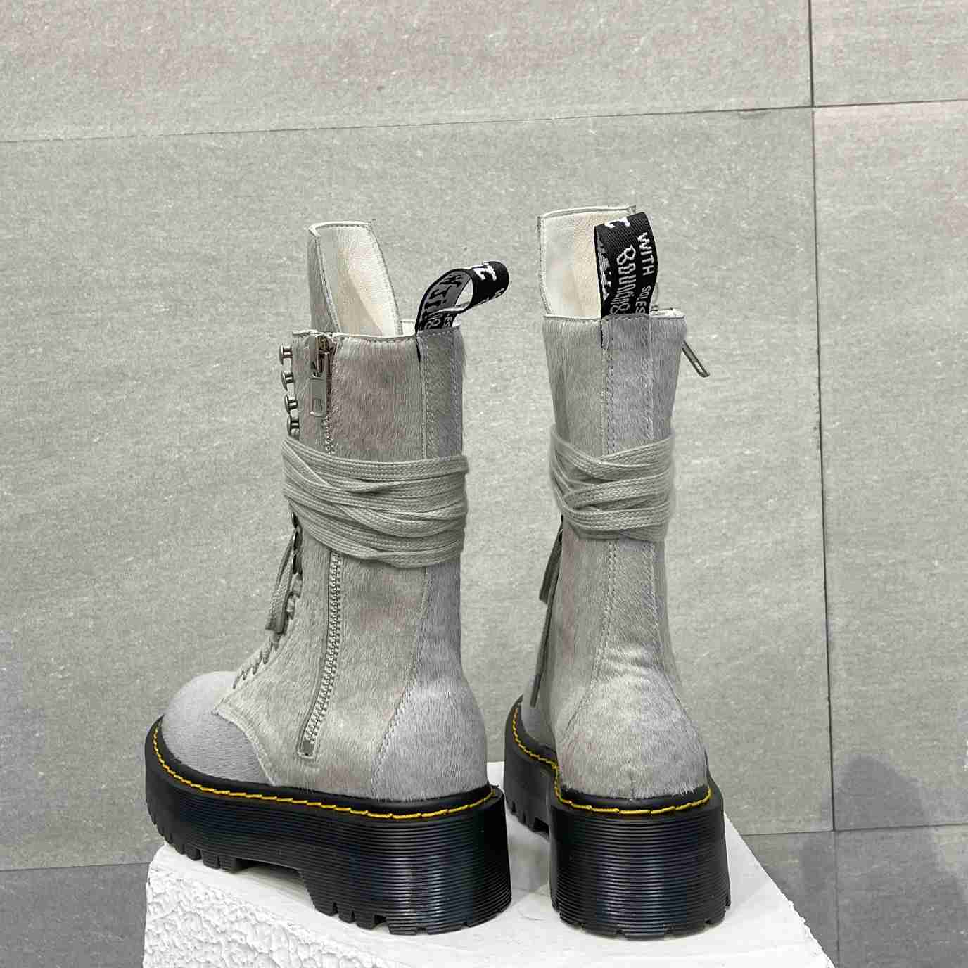 Rick Owens x Dr Martens Calf-hair Quad-sole Boots - 