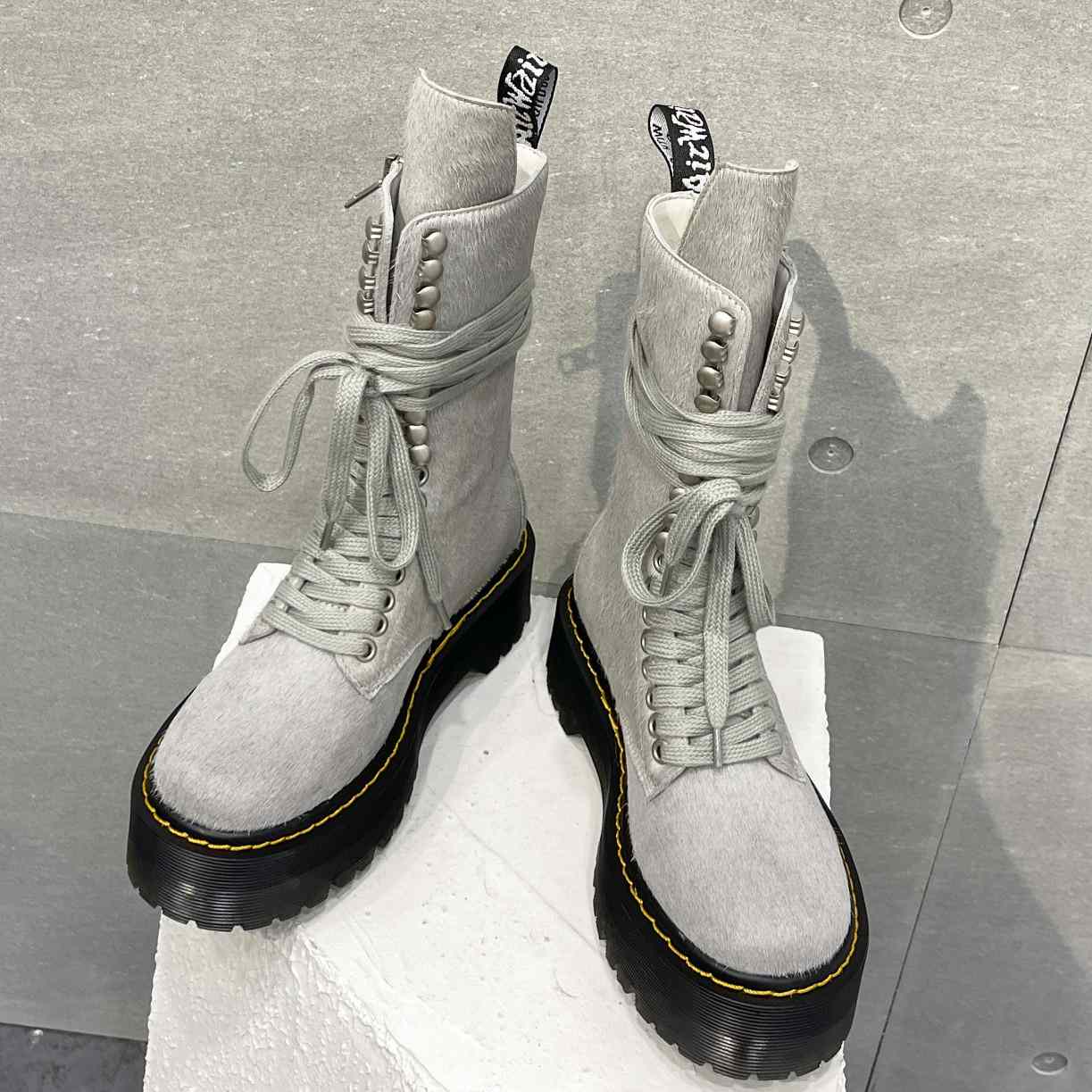 Rick Owens x Dr Martens Calf-hair Quad-sole Boots - 