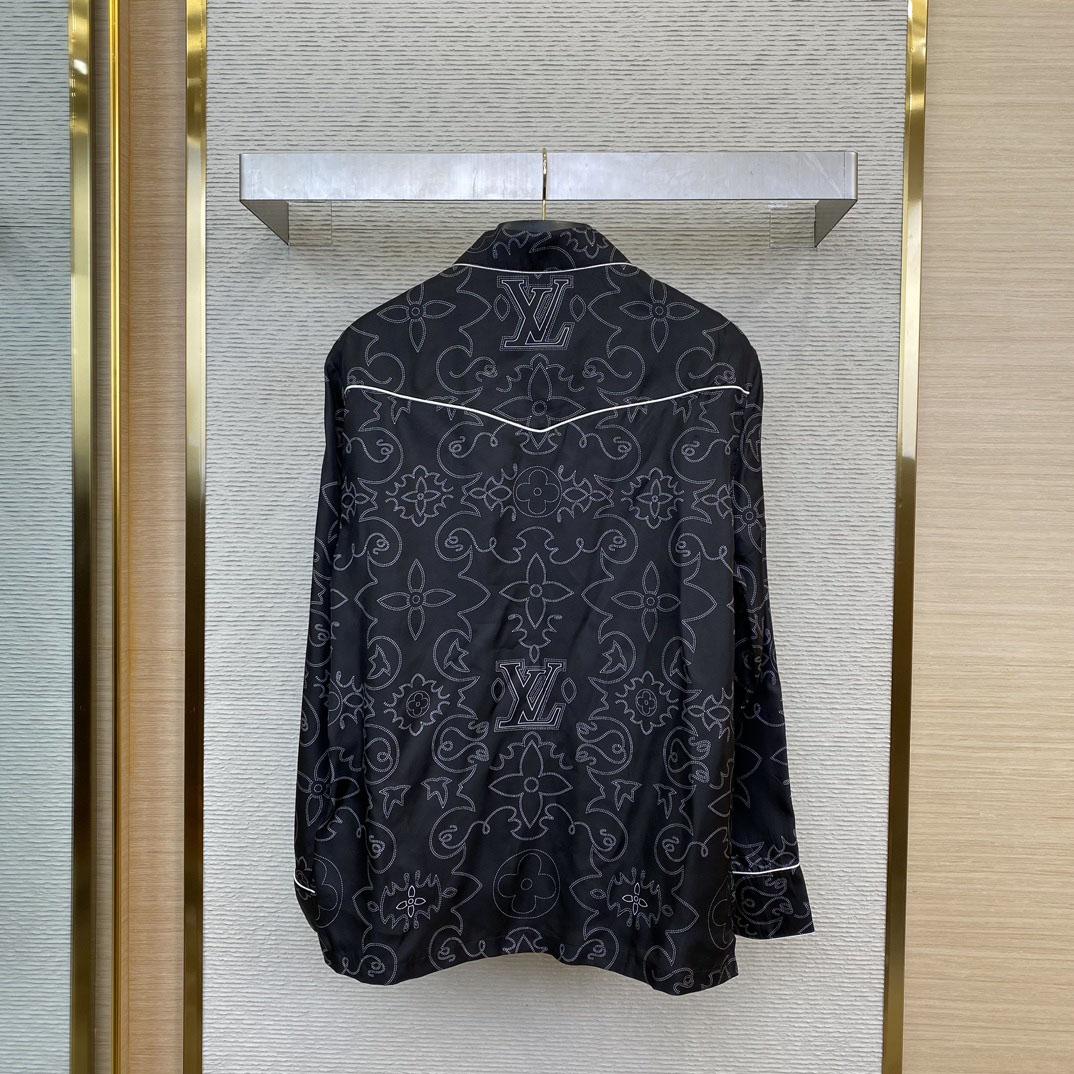 Louis Vuitton Printed Long-Sleeved Silk Pyjama Overshirt   - DesignerGu