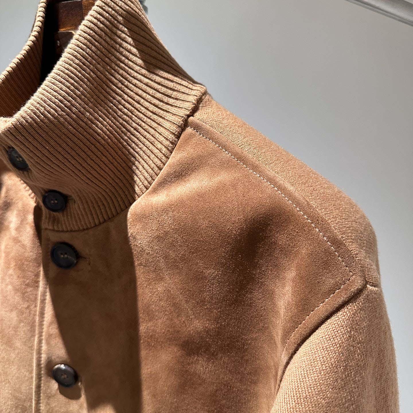 Gucci Suede Bomber Jacket With Web - 