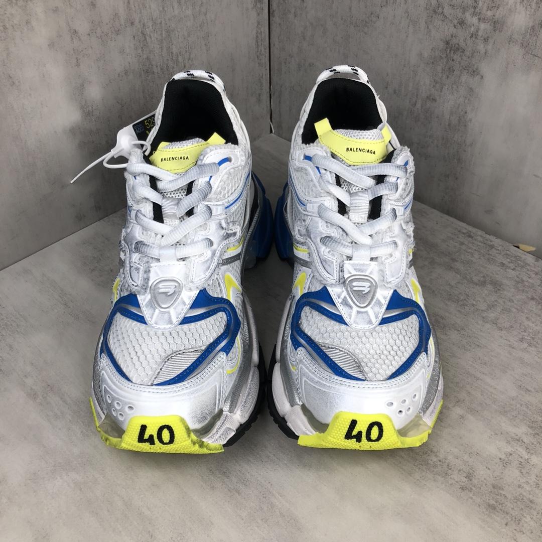 Balenciaga Runner 2.0 Sneaker In White, Yellow And Blue Mesh And Polyurethane - 