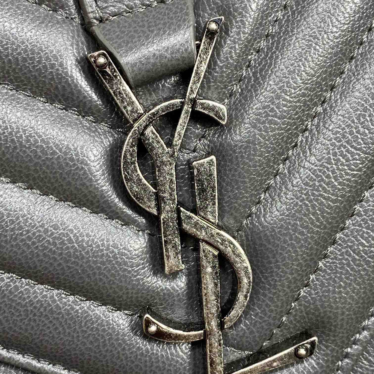Saint Laurent Gray Matelassé Sheepskin Large College Bag  32cm - 