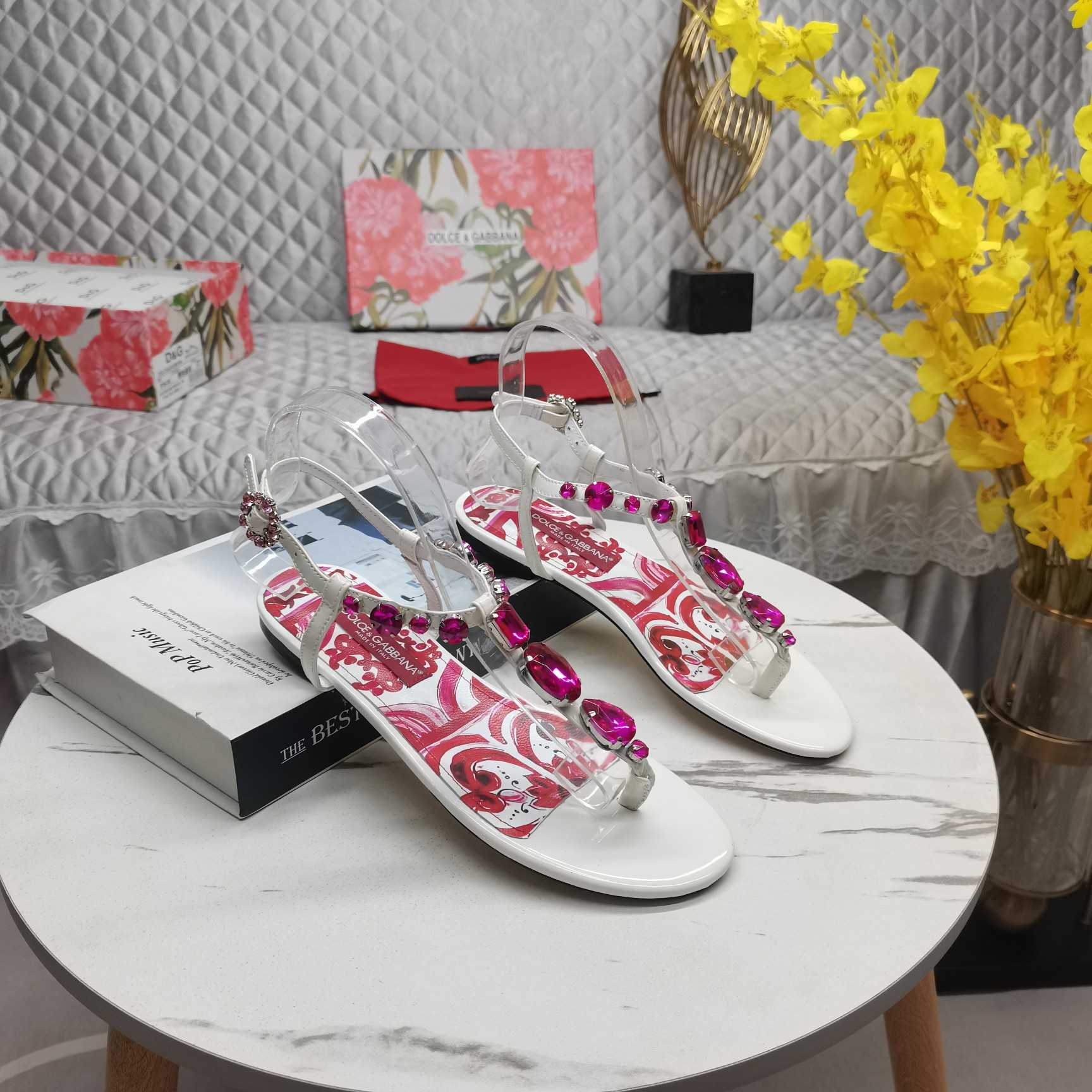 Dolce & Gabbana Patent Leather Thong Sandals - 