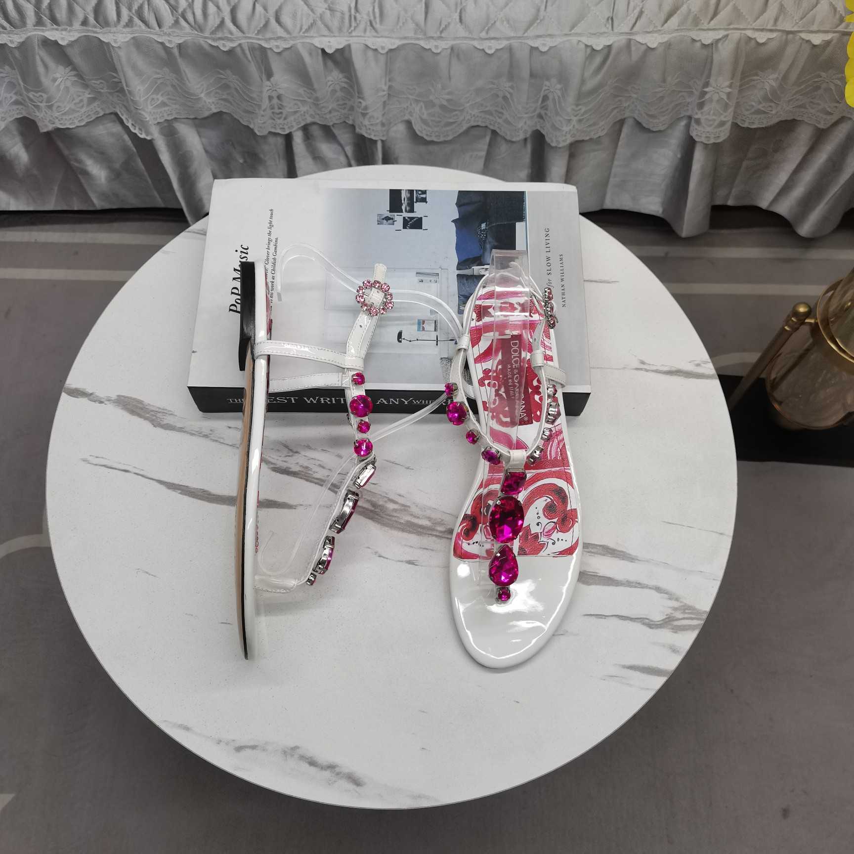 Dolce & Gabbana Patent Leather Thong Sandals - 