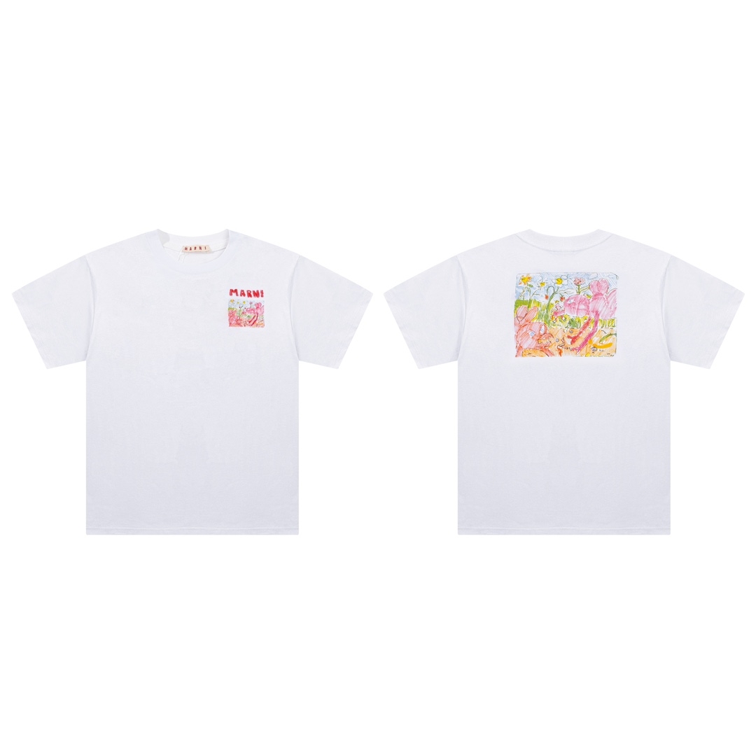 Marni Cotton T-Shirt With Logo - DesignerGu