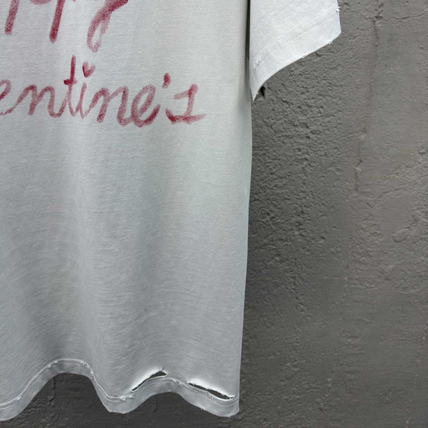 Balenciaga Lipstick Valentines T-Shirt Small Fit In Dirty White Tubular Jersey - 