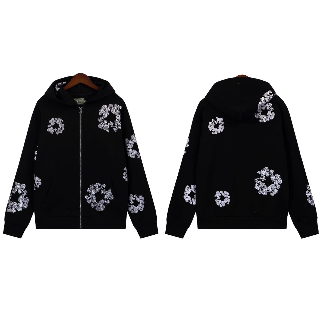Denim Tears Cashmere Swarovski Cotton Wreath Zip Hoodie - DesignerGu